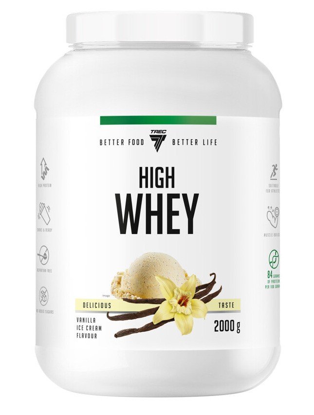 Trec Nutrition High Whey, Vanilės ledų skonio, 2000 g, maisto papildas