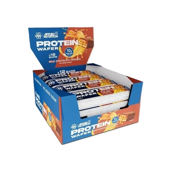 Maisto papildas Applied Nutrition Protein Wafer, pieno šokoladas karamelė, 12 vnt., energijos užkandis